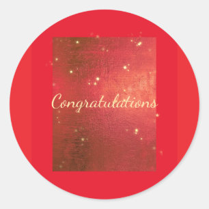 Sticker Felicitaties - Rode Gouden Glitter Sticker