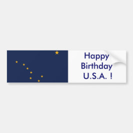 Sticker Flag of Alaska, Happy Birthday U.S.A.!