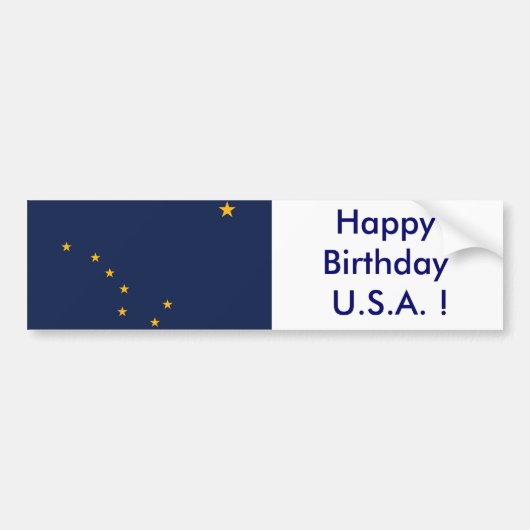 Sticker Flag of Alaska, Happy Birthday U.S.A.! (Voorkant)