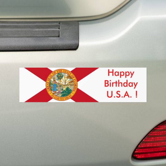 Sticker Flag of Florida, Happy Birthday U.S.A.! (Op auto)