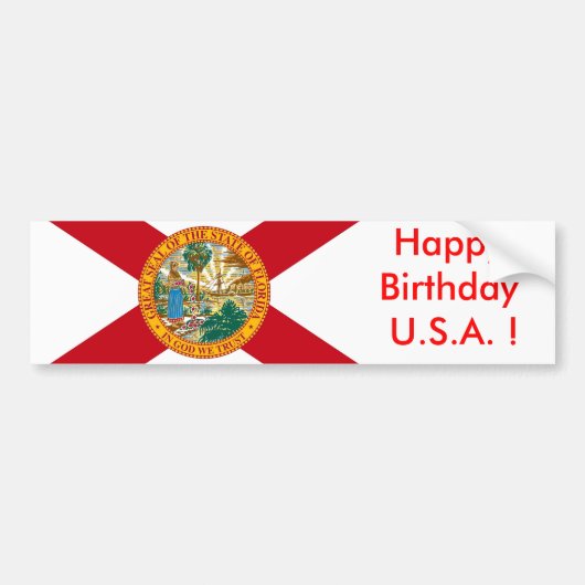 Sticker Flag of Florida, Happy Birthday U.S.A.! (Voorkant)