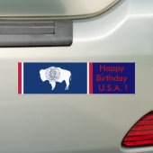Sticker Flag of Wyoming, Happy Birthday U.S.A.! (Op auto)