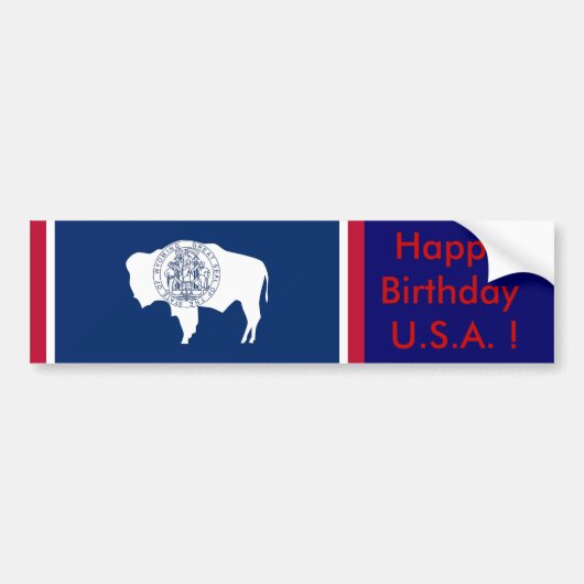 Sticker Flag of Wyoming, Happy Birthday U.S.A.! (Voorkant)