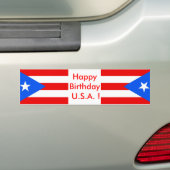 Sticker Flag van Puerto Rico, Happy Birthday U.S.A (Op auto)
