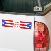 Sticker Flag van Puerto Rico, Happy Birthday U.S.A (Op Truck)