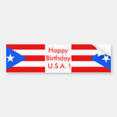 Sticker Flag van Puerto Rico, Happy Birthday U.S.A (Voorkant)