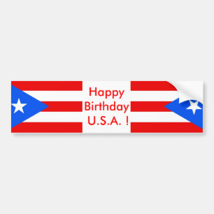 Sticker Flag van Puerto Rico, Happy Birthday U.S.A