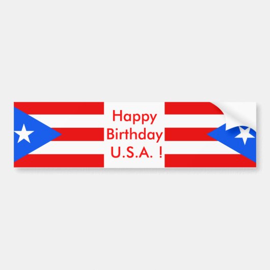 Sticker Flag van Puerto Rico, Happy Birthday U.S.A (Voorkant)