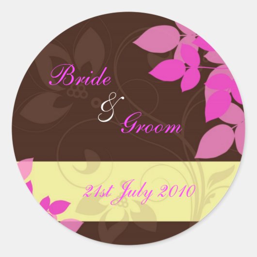 Sticker - Floral Flurry - Bruin en Roze (Voorkant)