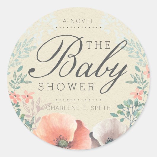 STICKER |  Floral Storybook Baby shower (Voorkant)