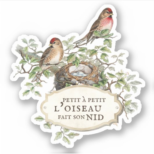 Sticker Franse Proverb Bird Nest Aesthetic Journal (Voorkant)