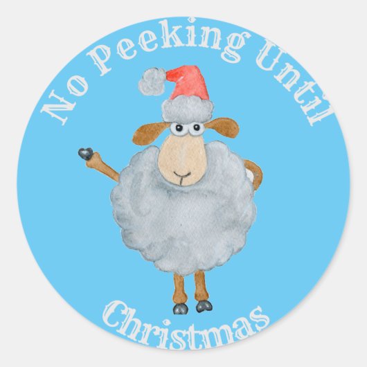 Sticker Geen gluren tot Kerstmis Schaap (Voorkant)