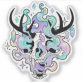 Sticker - "Gehornd Schedel en Rook" (Voorkant)