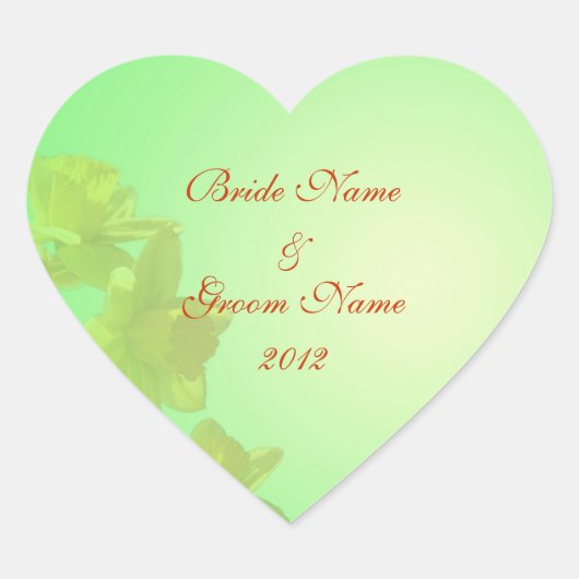 sticker, gele tulpbloemen hart sticker (Voorkant)