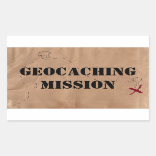 Sticker: Geocaching Missie, op een Oude Kaart Rechthoekige Sticker