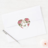 Sticker Gepersonaliseerd Antiek Roos Harten Monogr (Envelop)