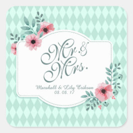 Sticker gepersonaliseerde Elegant Floral Wedding