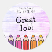 Sticker Geweldig Werk Naam Docent (Voorkant)