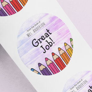 Sticker Geweldig Werk Naam Docent