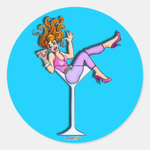 Sticker - Girl in a Martini Glass, Lil' Red