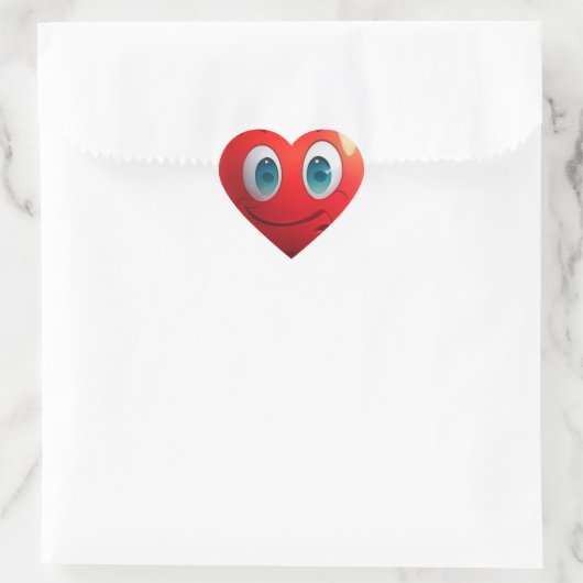 Sticker glimlachen met rood hart (Tas)