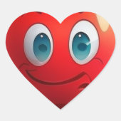Sticker glimlachen met rood hart (Voorkant)