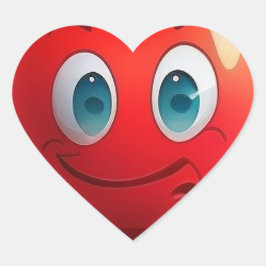 Sticker glimlachen met rood hart