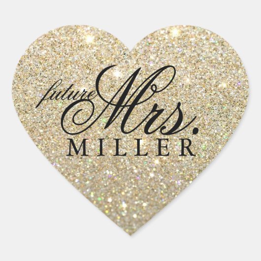 Sticker - Glitter Heart Fab future Mrs (Voorkant)