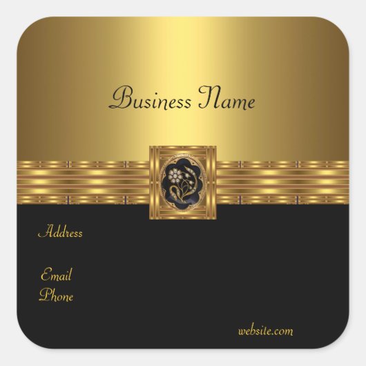 Sticker Gold op Goud Zwart Vierkant (Voorkant)