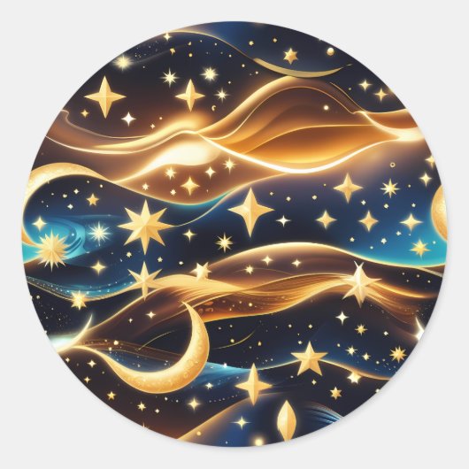 Sticker - Golden Ochre Celestial Moon Lunar Design (Voorkant)