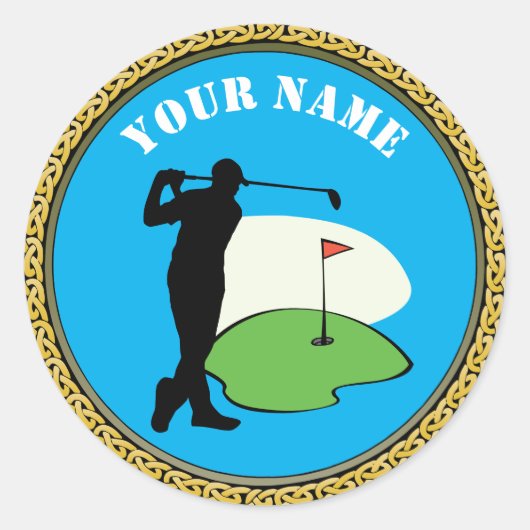 Sticker Golf - Naam toevoegen - Golfer (Voorkant)