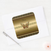 Sticker Goud Op Goud Vlinder Vierkant 2 (Envelop)