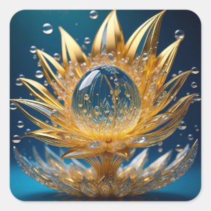 Sticker (Gouden Bloem Regendruppel-2)
