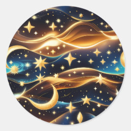 Sticker - Gouden Oker Hemelse Maan Maandesign