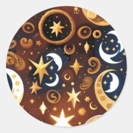 Sticker - Gouden Oker Hemelse Maan Mystieke Maan