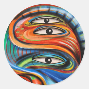 Sticker: Graffiti Eyes Ronde Sticker