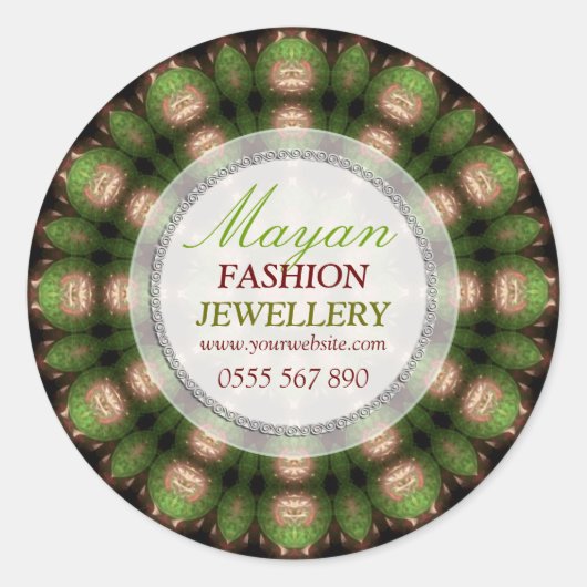Sticker groen-Mayaanse Mode-juwelen (Voorkant)
