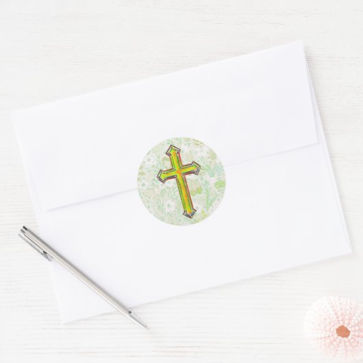 Sticker Groene Faith Cross Style (Envelop)