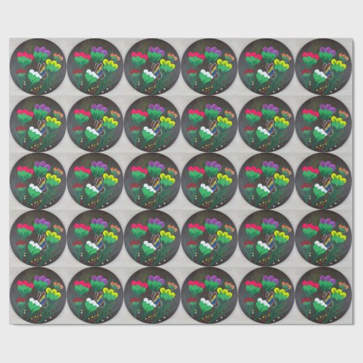 Sticker- Handgemaakte kunst - Vlinderbloem Cadeaupapier (Vlak)