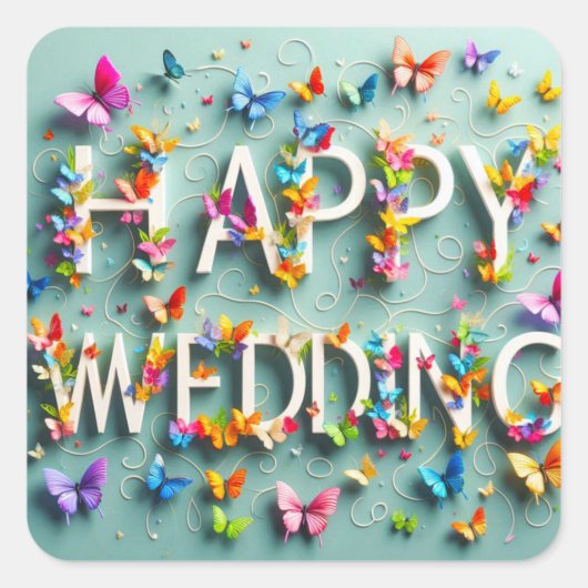 Sticker Happy Wedding (Voorkant)