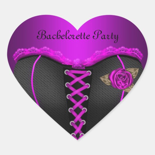 Sticker Hart Bruidsfeest Paarse Corset (Voorkant)