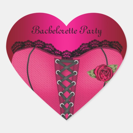 Sticker Hart Bruidsfeest Roze Perzik Corset (Voorkant)