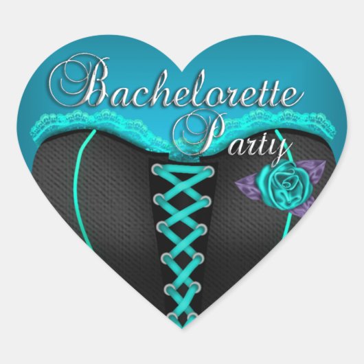 Sticker Hart Bruidsfeest Turquoise Blauw Corset (Voorkant)
