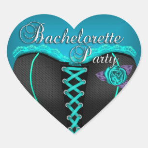 Sticker Hart Bruidsfeest Turquoise Blauw Corset