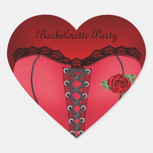 Sticker Hart Bruidsfeest Zwarte Rode Corset (Voorkant)