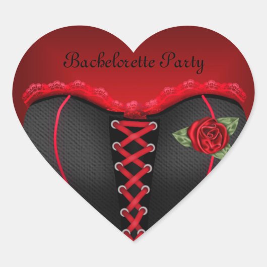 Sticker Hart Bruidsfeest Zwarte Rode Corset (Voorkant)