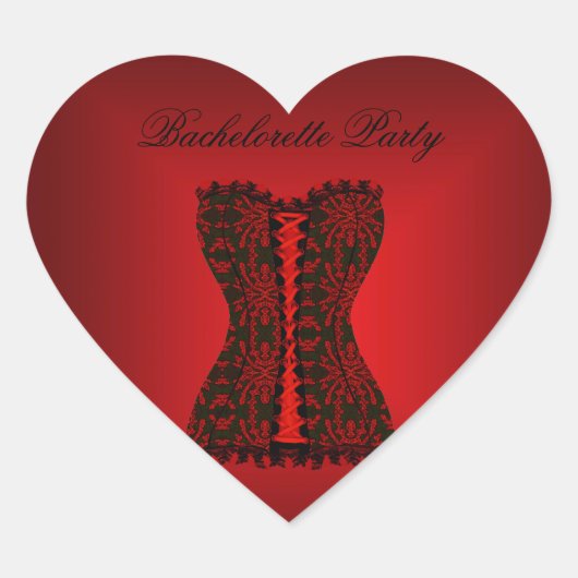 Sticker Hart Bruidsfeest Zwarte Rode Corset (Voorkant)