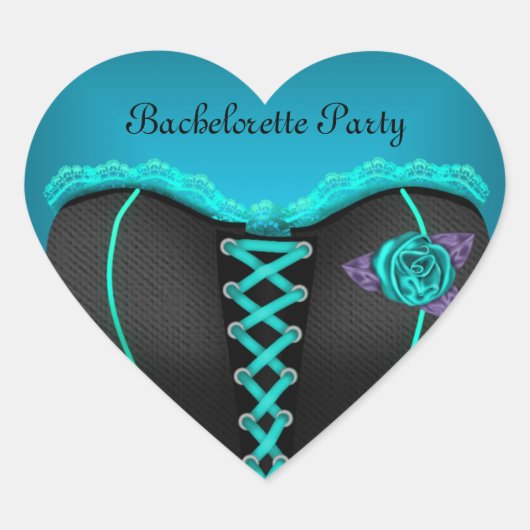Sticker Hart Bruidsfeestje Turquoise Blauw Corset (Voorkant)
