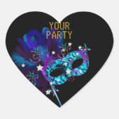 Sticker Hartmasker Blauw Goud Partij (Voorkant)