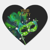 Sticker Hartmasker Lime Groen Goud Partij (Voorkant)